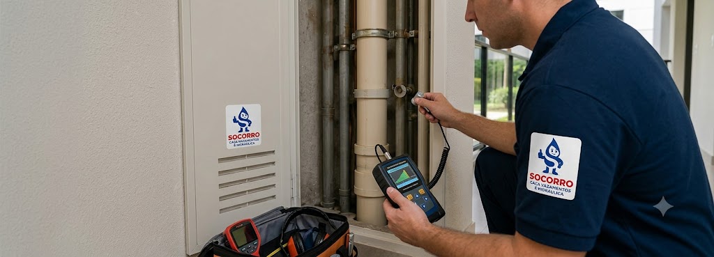 Profissional realizando Caça Vazamento de Água (Detecção Eletrônica) em Palhoça